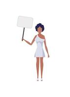 Girl With an empty banner in her hands. Cartoon style. illustration. vector