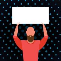 A guy with a banner and a place for your text. Pop art cartoon style. vector