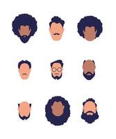 Set of faces of guys of different types and nationalities. Isolated. Cartoon style. vector