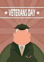 Veterans day banner. Veteran in military uniform. Vector illustration.