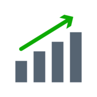 icône de stocks croissants. graphique croissant. diagramme à bandes. png