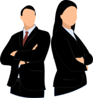 silhouettes of business men and women with back to back poses png