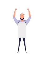 Protesting man in full growth with a banner. Isolated on white background. Vector illustration.