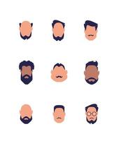 Set of faces of guys of different types and nationalities. Isolated on white background. Vector illustration.