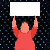 A guy with a banner and a place for your text. Pop art. Flat style. illustration. vector