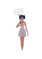 Girl With an empty banner for your text. The concept of protest and public resistance. . vector