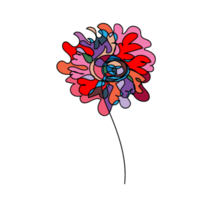 Hand drawn abstract doodle flowers png