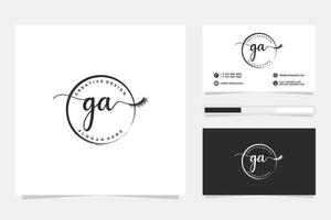 Initial GA Feminine logo collections and business card templat Premium Vector