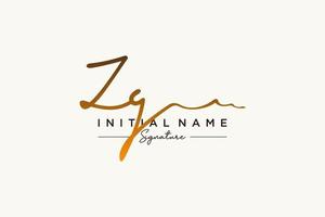 Initial ZG signature logo template vector. Hand drawn Calligraphy lettering Vector illustration.