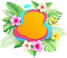 fleurs d'hibiscus sur feuille tropicale png