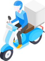 Servicio de entrega de scooter símbolo de signo isométrico png