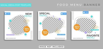 promoción de plantilla de publicación de redes sociales de comida culinaria para marco de banner de menú vector