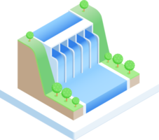 Hydroelectric power generation isometric png