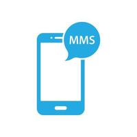 eps10 blue vector smartphone mms abstract icon or logo isolated on white background. mobile mms symbol in a simple flat trendy modern style for your website design, and mobile app