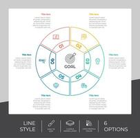 opción de círculo diseño vectorial infográfico con 6 opciones de estilo colorido para fines de presentación.la opción de línea infográfica se puede utilizar para negocios y marketing vector