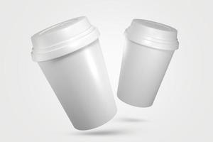 Maqueta de vasos de papel flotante premium de renderizado 3d psd listo para usar foto