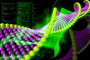 Digital illustration of DNA in color background photo