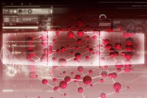 Digital illustration of molecular in abstract color background photo