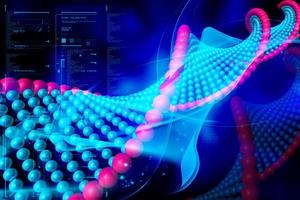 Digital illustration of DNA in color background photo