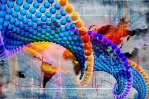 3D multi use DNA In digital color background photo