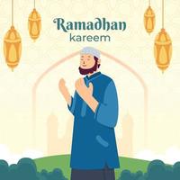 Hand drawn flat ramadan illustration vector