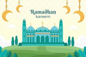 Hand drawn flat ramadan background vector