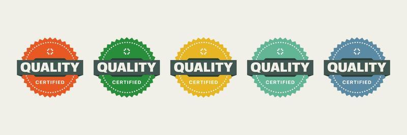Quality Badge Design. Retro Logo with Ribbon Template Vector Illustration.