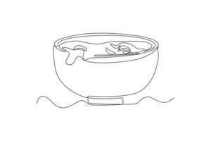 Continuous one line drawing a bowl of cereals. Breakfast concept. Single line draw design vector graphic illustration.