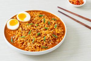 Korean instant noodles with egg photo