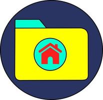 Red single house icon in folder vector