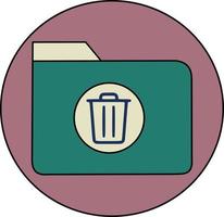 Trash bin line simple icon in folder vector
