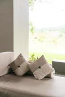 comfortable pillows on sofa for relax photo