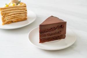 chocolate cake with soft chocolate layer photo