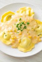 ravioli pasta with corn cheese sauce photo