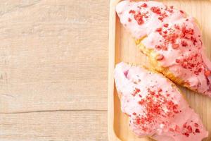 croissant with strawberry chocolate sauce photo