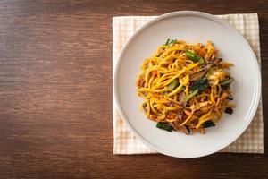 stir-fried yakisoba noodles with vegetable in vegan style photo