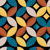 fondo de vector de patrón geométrico retro abstracto sin costuras con formas circulares. composición de patrón geométrico simple, plantilla de diseño para tarjeta, invitación, póster, impresión textil, papel, papel tapiz