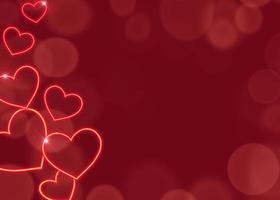 valentines day neon hearts red background photo