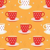 Vector seamless pattern. A teacup. Hot tea