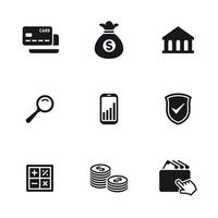 Money, finance, payments icons set. Black on a white background vector