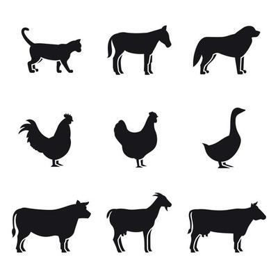 Farm animals silhouettes icons set. Black on a white background 19049913 Vector Art at Vecteezy Farm animals silhouettes icons set. Black on a white background 19049913 Vector Art at Vecteezy