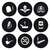 Smoking, cigarette icons set. White on a black background vector