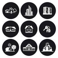 Building icons set. White on a black background vector