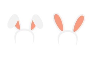 Set Easter rabbit ears headband  icon  isolated on white background. Flat cartoon easter card design element. Spring hare ear accessory vector