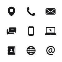 Contact us icons. Black on a white background vector