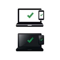 Phone and computer. Checking multi devices equipment vector