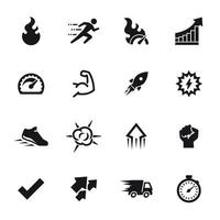 Performance Icons Set. Black on a white background vector