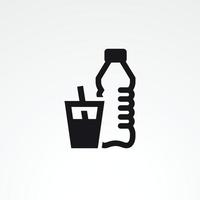 Plastic bottle with glass. Water icon. Black on a white background vector