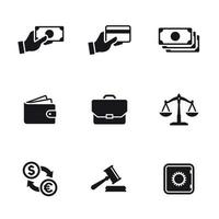 Money, finance, payments icons set. Black on a white background vector