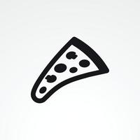 rebanada de icono de pizza. Negro sobre un fondo blanco vector